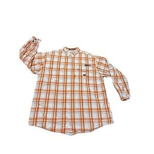 Columbia PFG shirt men's large orange plaid super bonehead Omni shade fishing